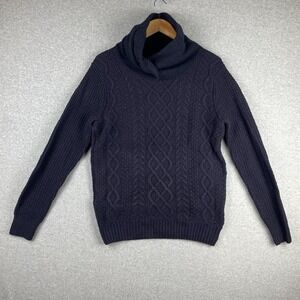 Scotch Soda Fisherman Sweater Men Medium Purple Cable Knit Shawl Collar Speckled